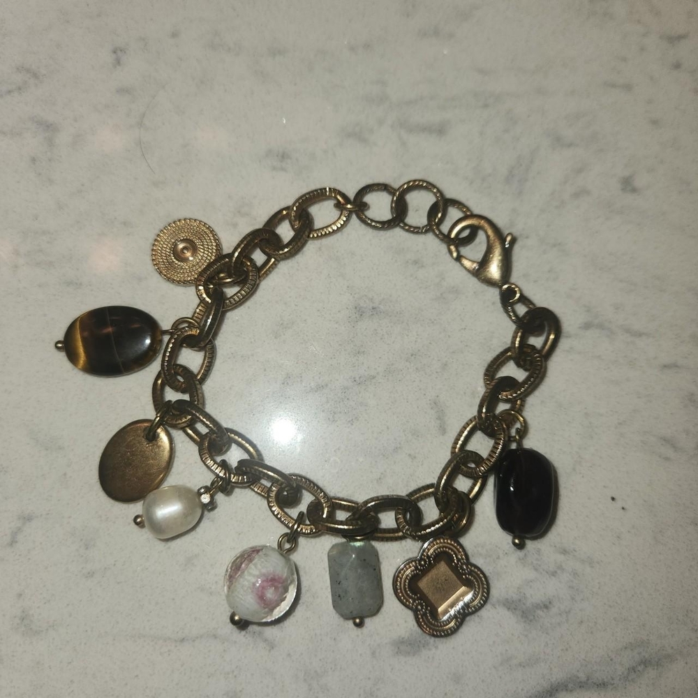 Chicos charm bracelet with stones and pearls